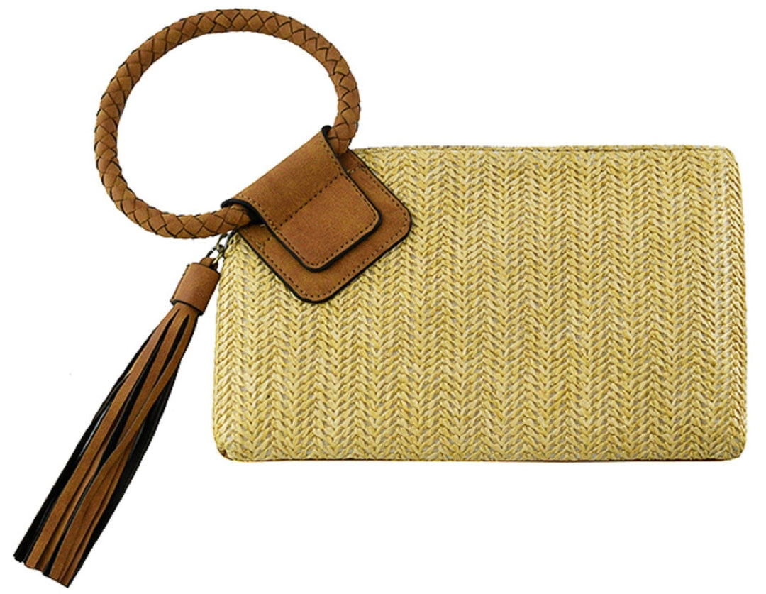 - Cheyenne Straw Wristlet/Clutch With Tassel - Tan - Cultured Cloths Apparel