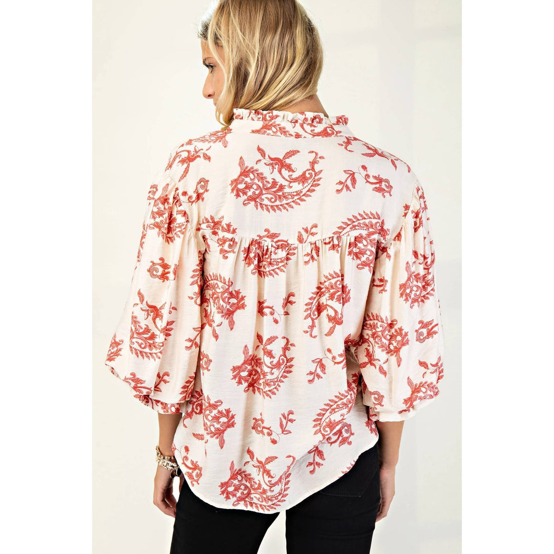 Women's 3/4 Sleeve - Balloon Sleeves Blouse - - Cultured Cloths Apparel