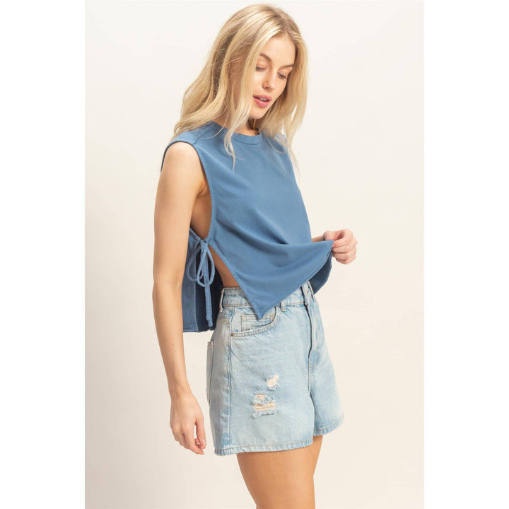 Women's Short Sleeve - Sleeveless Raw Edge Top - - Cultured Cloths Apparel