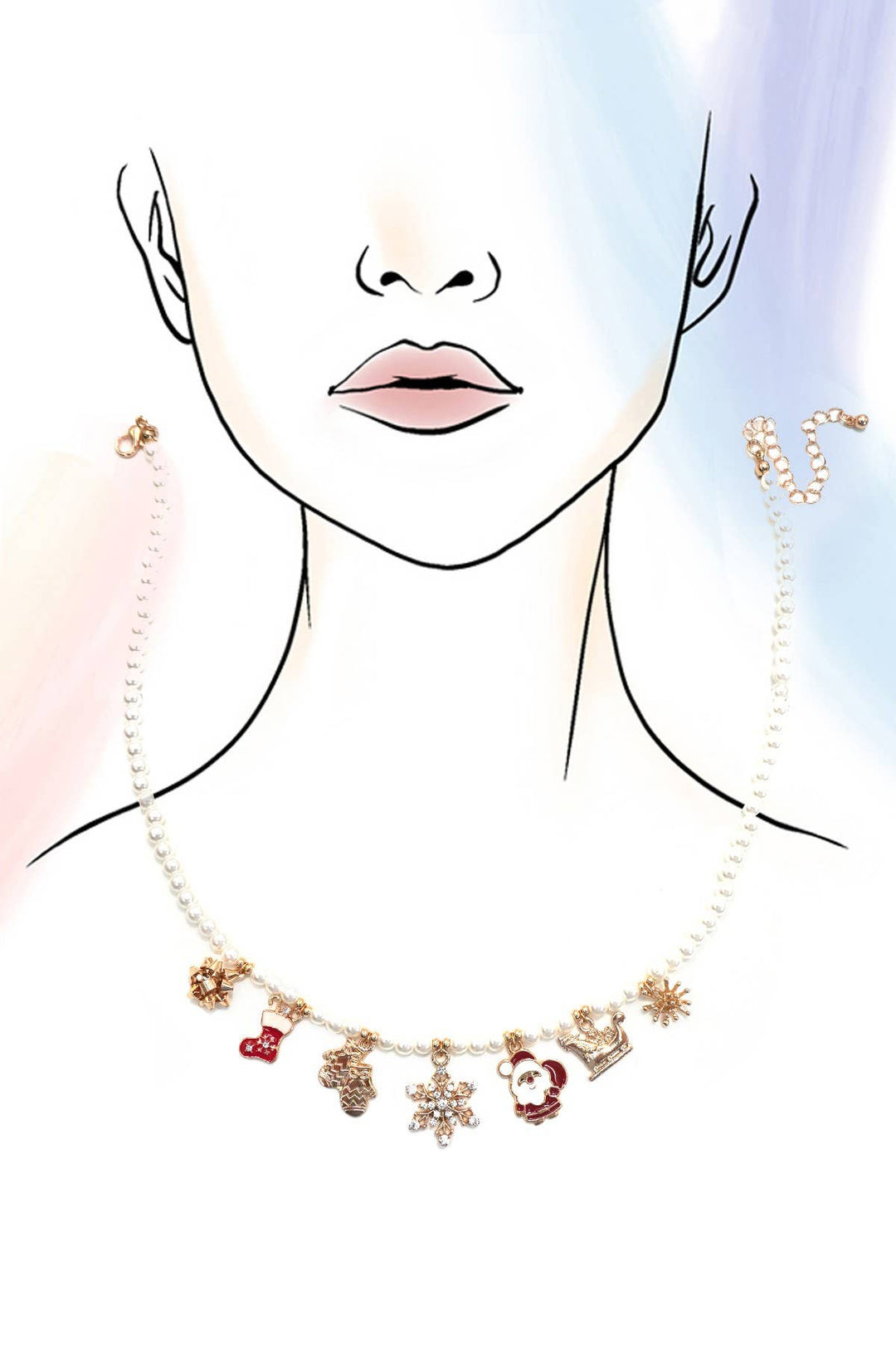 Accessories, Necklaces - Pearl Chain Necklace with Christmas Charms | 80N91725 - - Cultured Cloths Apparel