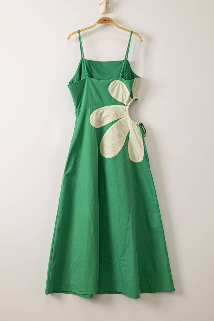 Women's Dresses - Side Cutout Floral Detail Resort Midi Dress - - Cultured Cloths Apparel