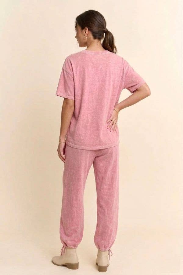 WASHED SHORT SLEEVE AND BALLOON PANTS SET