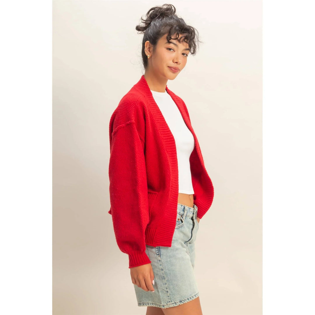 Oversized Textued Knit Cardigan Sweater