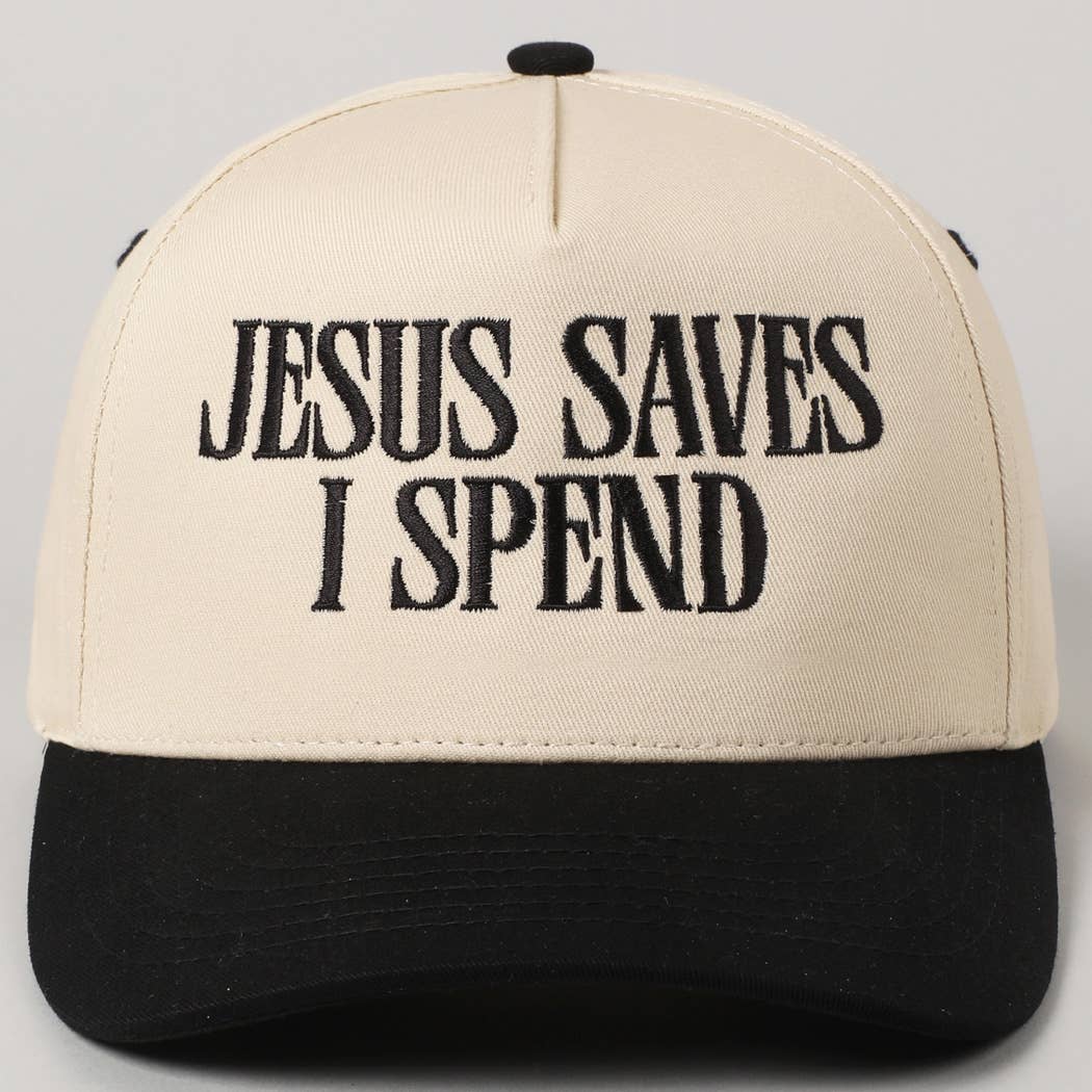 Accessories, Hats - JESUS SAVES I SPEND Embroidery Trucker Hat - ONE SIZE - Cultured Cloths Apparel