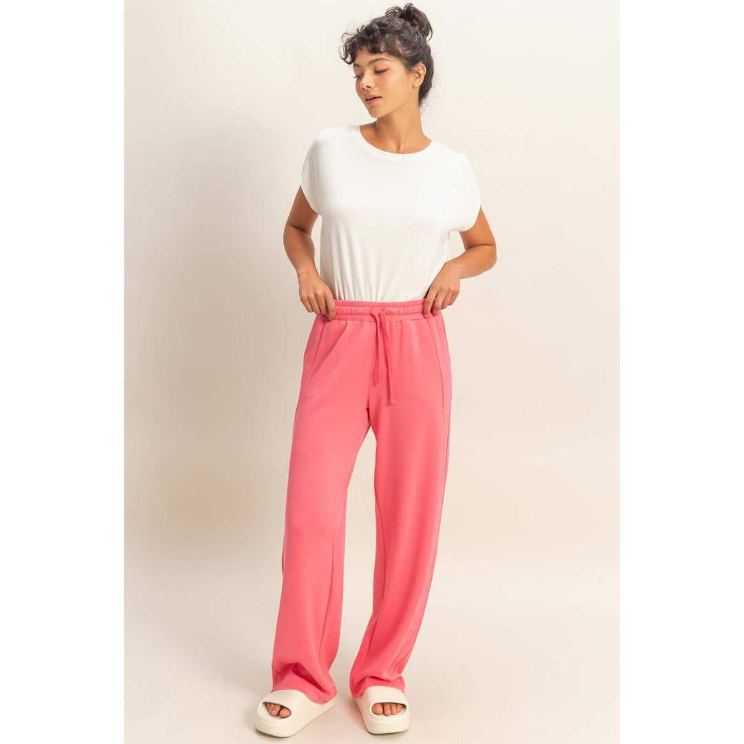 Elastic Waist Wide-Leg Pants