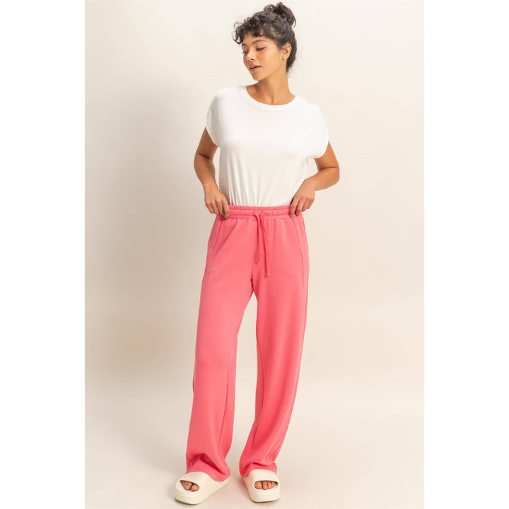 Elastic Waist Wide-Leg Pants