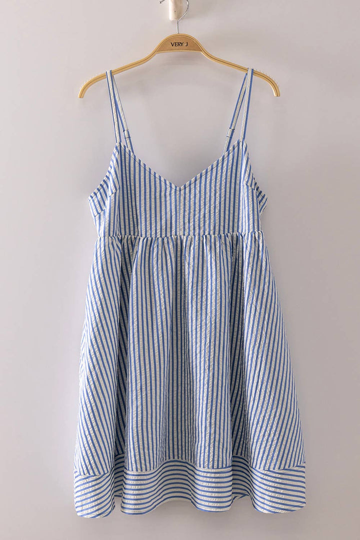 Women's Dresses - Stripe Bow Babydoll Sundress - - Cultured Cloths Apparel