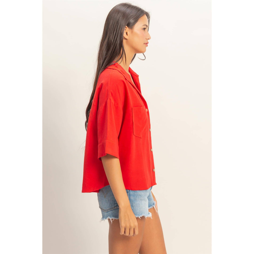 Button-Up Collared Short Sleeve Shirt