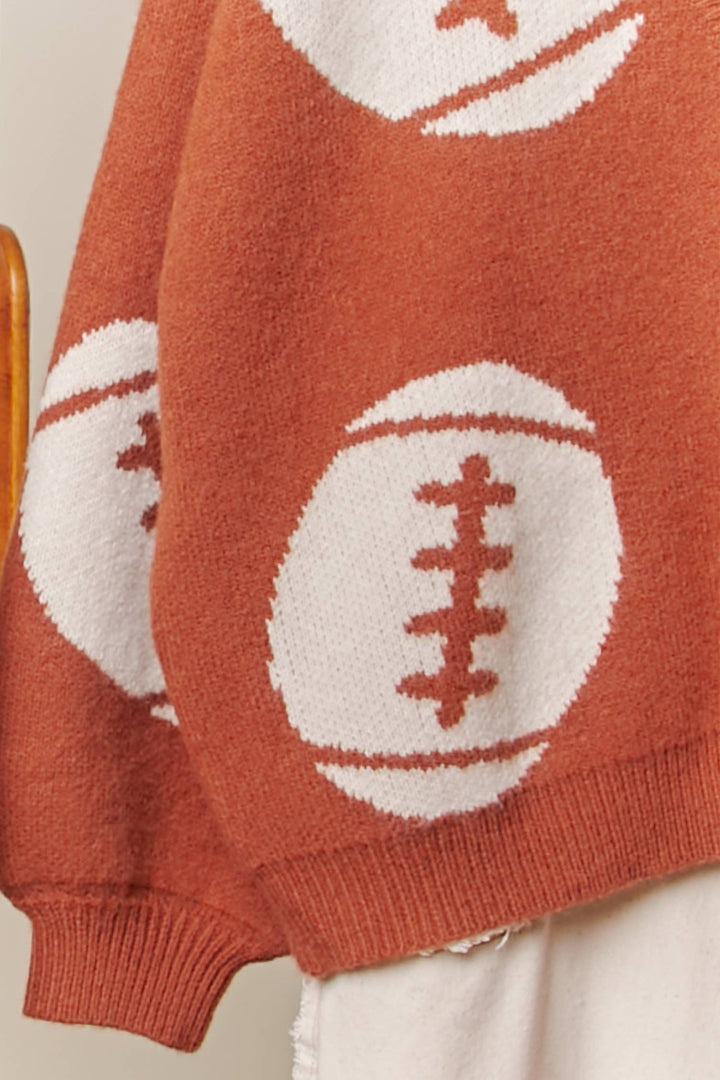 Cardigans - Football Button V Neck Knit Cardigans - - Cultured Cloths Apparel