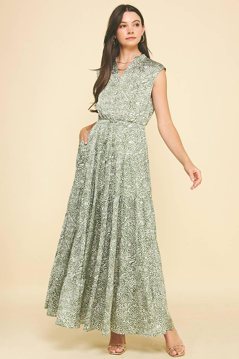 Women's Dresses - PRINT TIERED MAXI DRESS - - Cultured Cloths Apparel