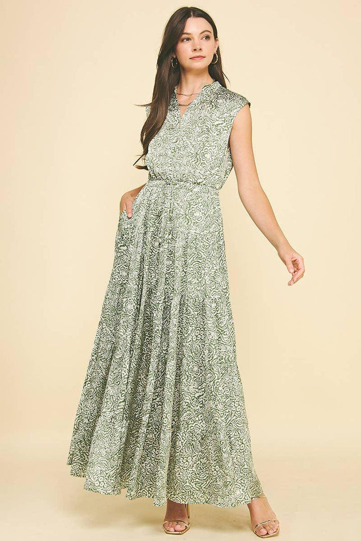 Women's Dresses - PRINT TIERED MAXI DRESS - - Cultured Cloths Apparel