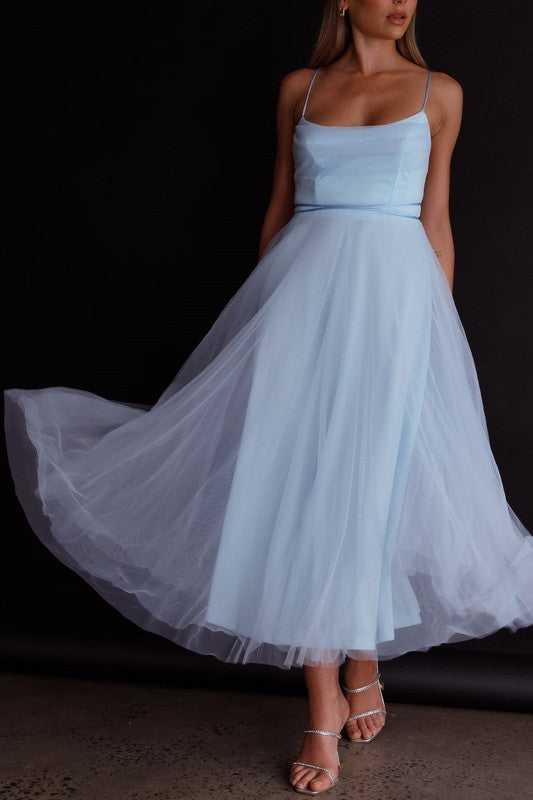  - Tulle Ballerina Midi Dress - BLUE - Cultured Cloths Apparel