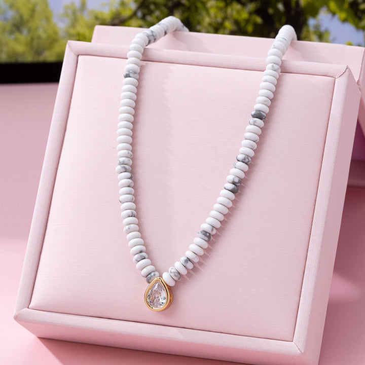 Accessories, Necklaces - NATURAL SEMI PRECIOUS STONE BEADED CHARM NECKLACE | 80N92658 - - Cultured Cloths Apparel