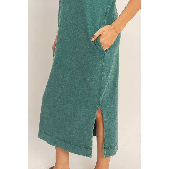 Chocolate Mineral Wash Cap Sleeve Midi Dress