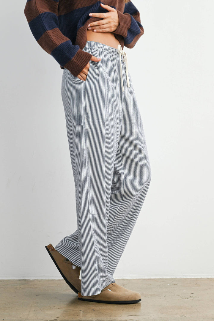 Pants - Drawstring Waist Striped Pants - - Cultured Cloths Apparel