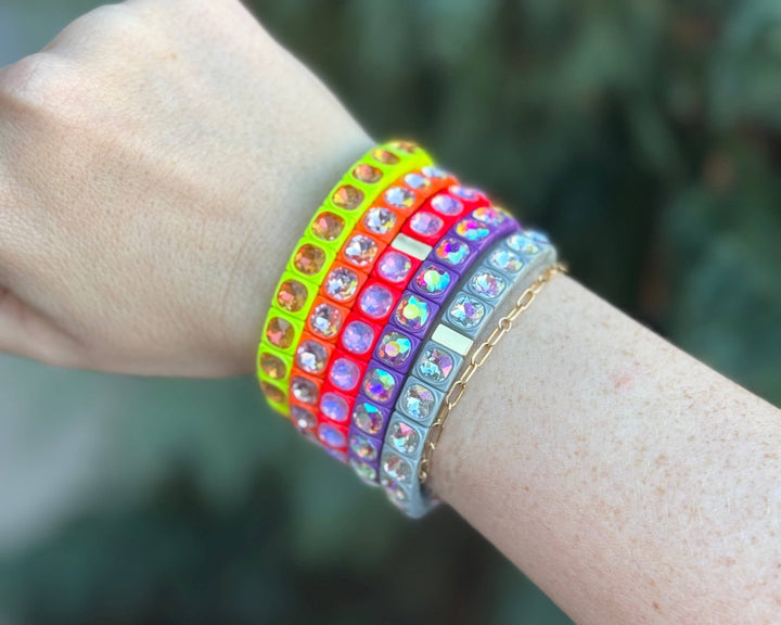 Accessories, Bracelets - Enamel Stretch Bracelet - Small Gems - Zoe - Assorted Colors - - Cultured Cloths Apparel