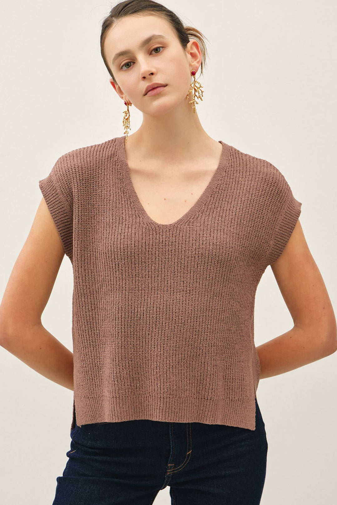 Women's Short Sleeve - LIGHTWEIGHT DOLMAN SLEEVE V-NECK SWEATER - - Cultured Cloths Apparel