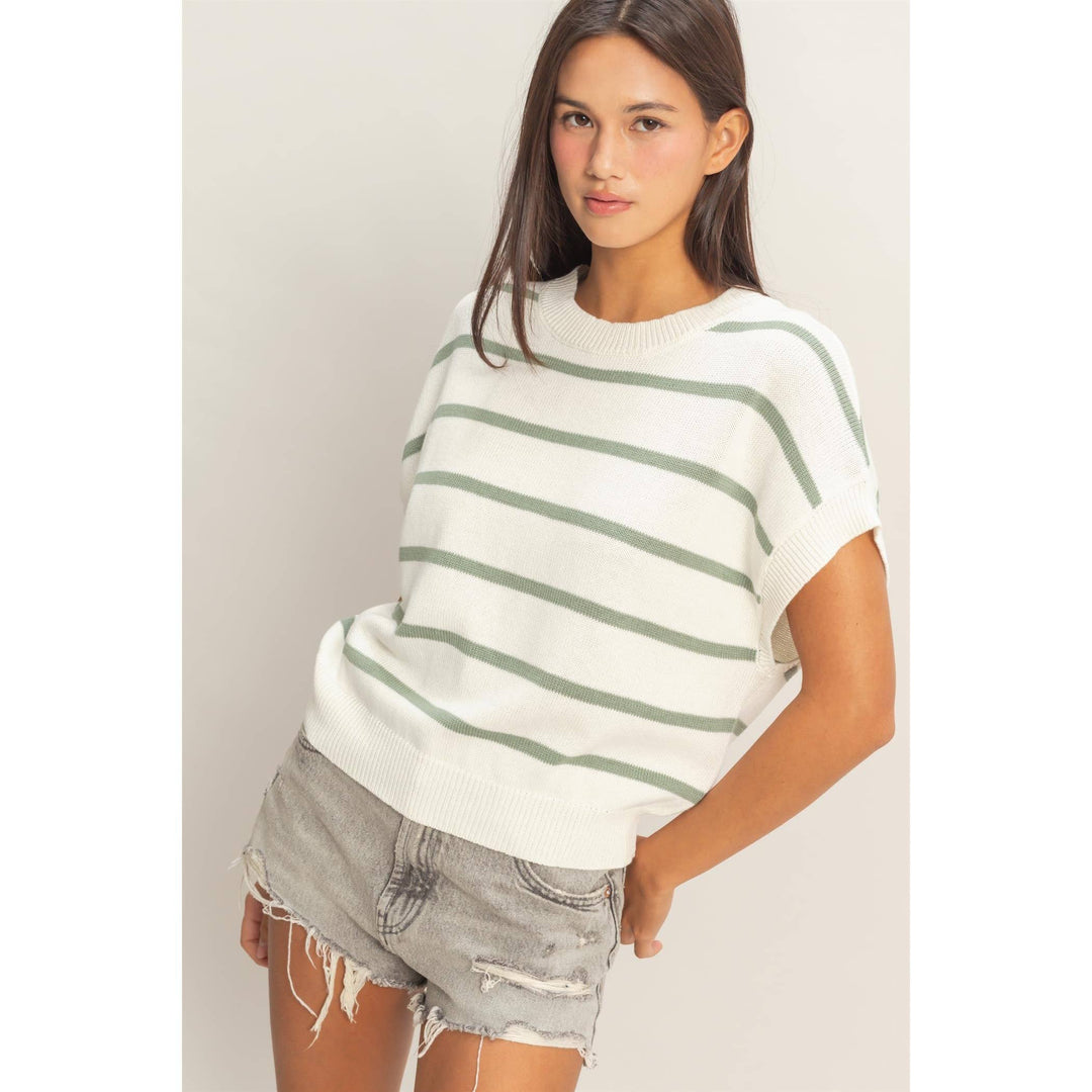 Striped Crew Neck Knit Top