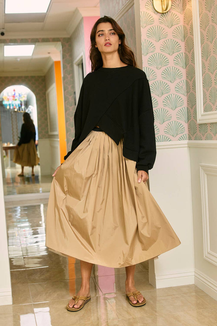 Women's Long Sleeve - Asymmetric Hem Solid Terry Sweatshirt Top - - Cultured Cloths Apparel