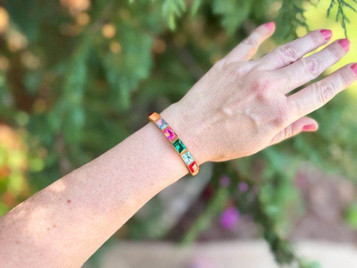 Enamel Stretch Bracelet - Earth Tone Colors