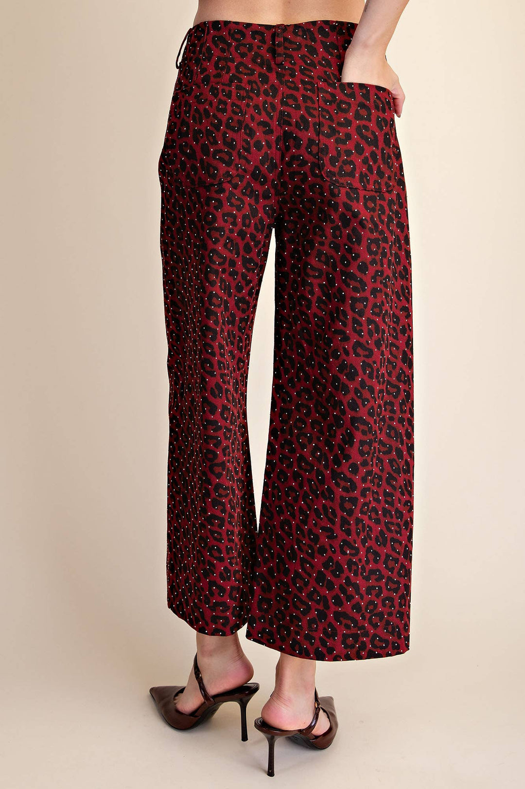 Leopard Colette Cropped Rhinestone Pants
