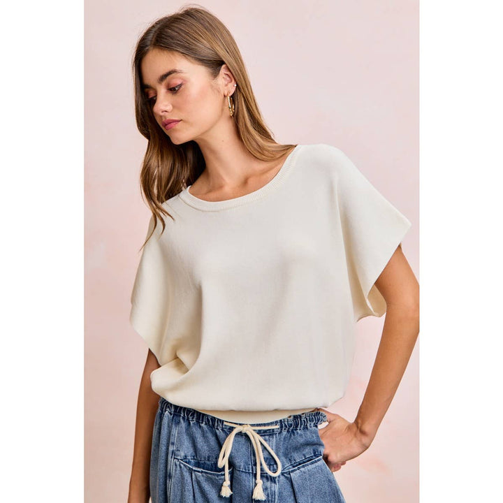 Women's Short Sleeve - SHORT DOLMAN SLEEVES LIGHTWEIGHT SOFT KNIT TOP - - Cultured Cloths Apparel