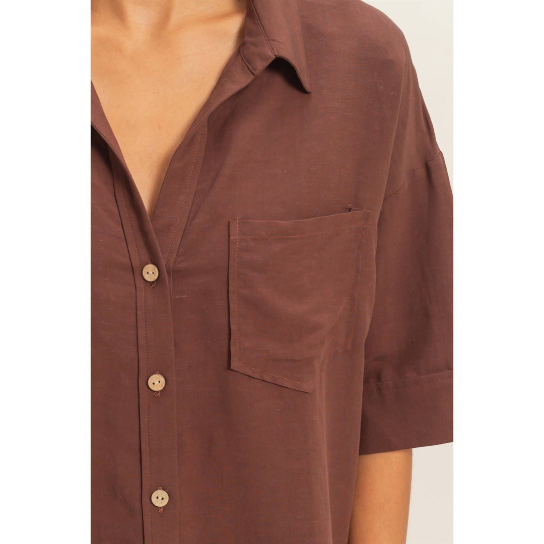 Button-Up Collared Short Sleeve Shirt