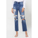 Denim - DISTRESSED HIGH RISE ANKLE RELAXED STRAIGHT - CONGRATULATIONS - Cultured Cloths Apparel