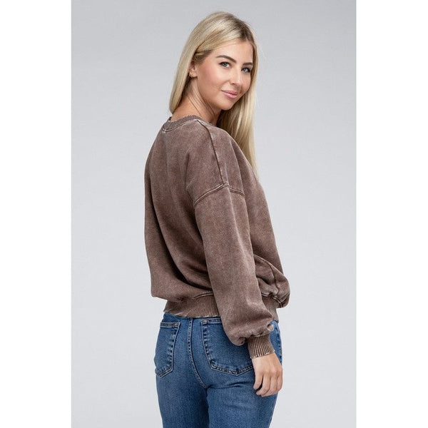 Women's Sweaters - Acid Wash Fleece Oversized Pullover -  - Cultured Cloths Apparel