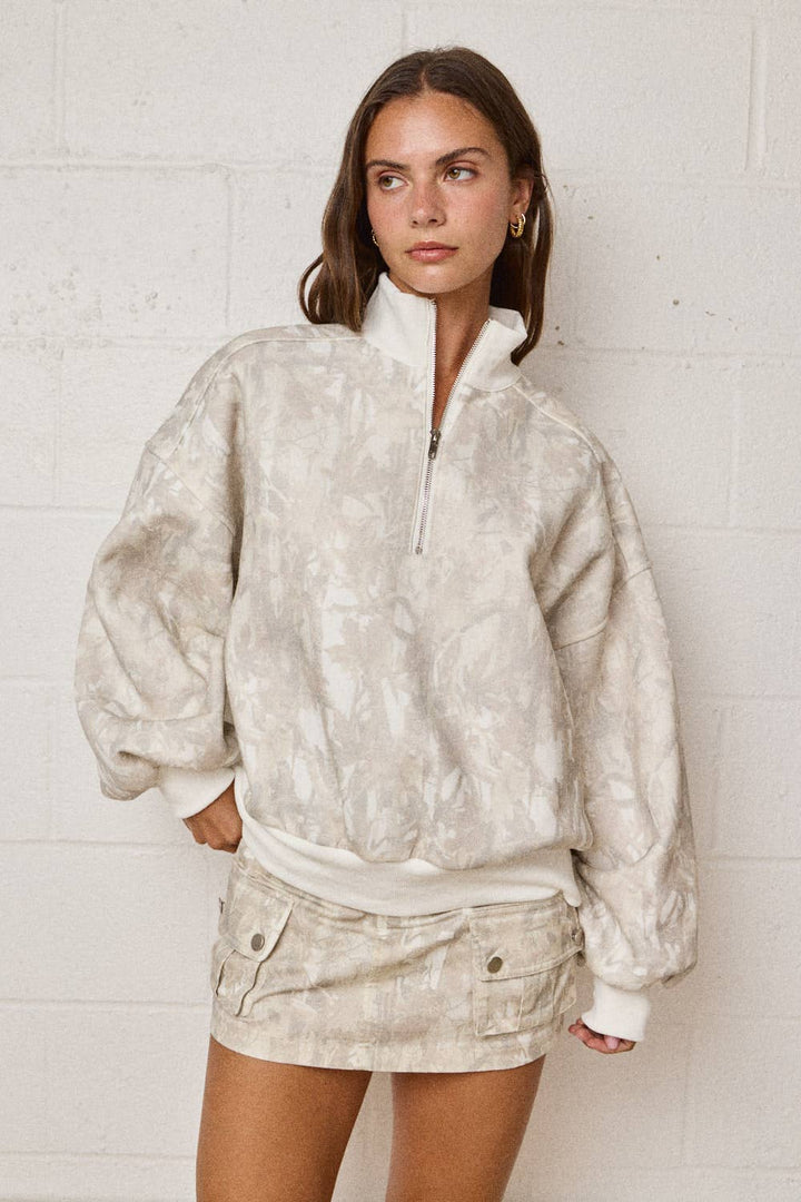 Women's Sweaters - CAMO ZIP UP COLLARED SWEATER - - Cultured Cloths Apparel