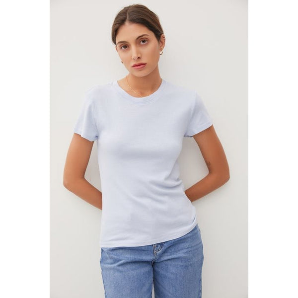 Women's Short Sleeve - Classic Cotton Blend Crewneck T-Shirt - Baby Blue - Cultured Cloths Apparel