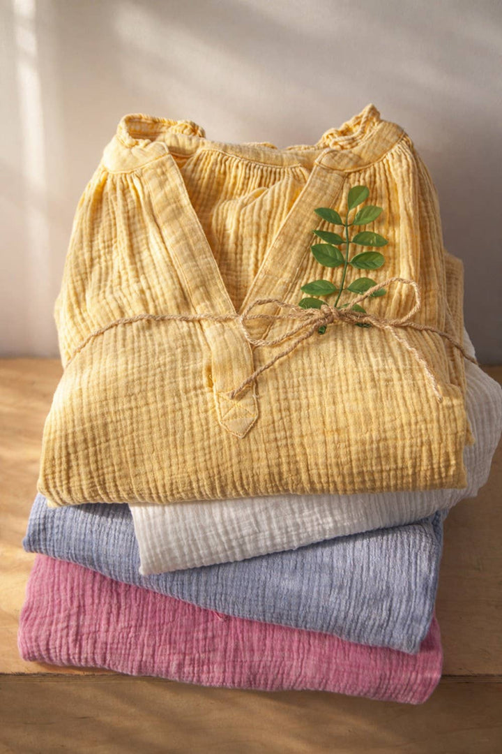 Mineral Washed Gauze Blouse Top