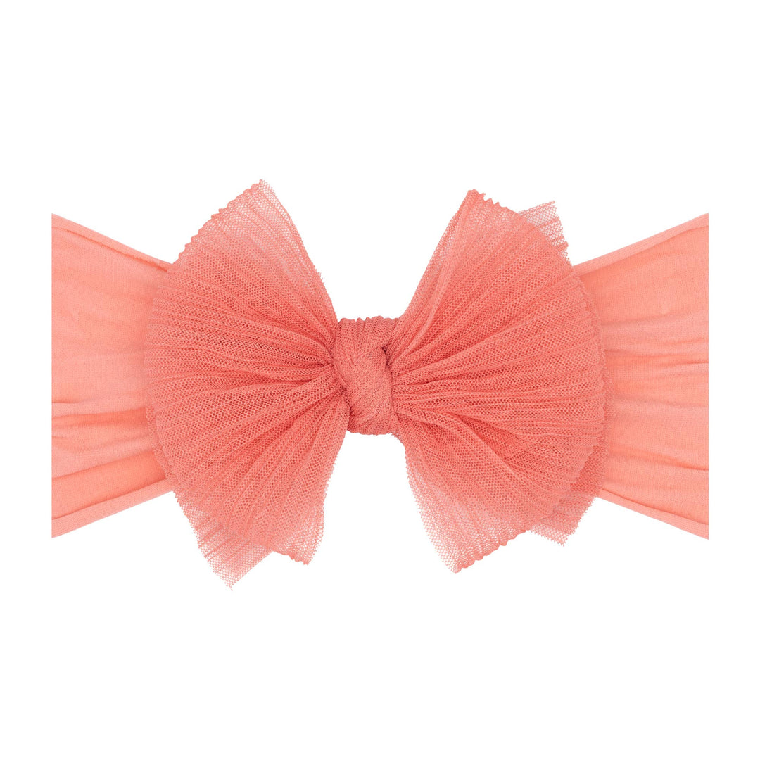 Accessories - Baby Bling® Tulle FAB® soft nylon headband with tulle bow - Pleated Coral - Cultured Cloths Apparel