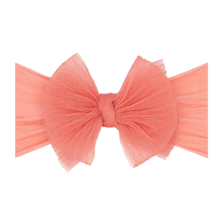 Accessories - Baby Bling® Tulle FAB® soft nylon headband with tulle bow - Pleated Coral - Cultured Cloths Apparel