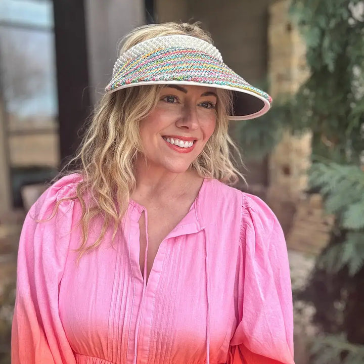 Accessories, Hats - Wide-Brimmed Visor - Colorful Woven Brim - June - - Cultured Cloths Apparel
