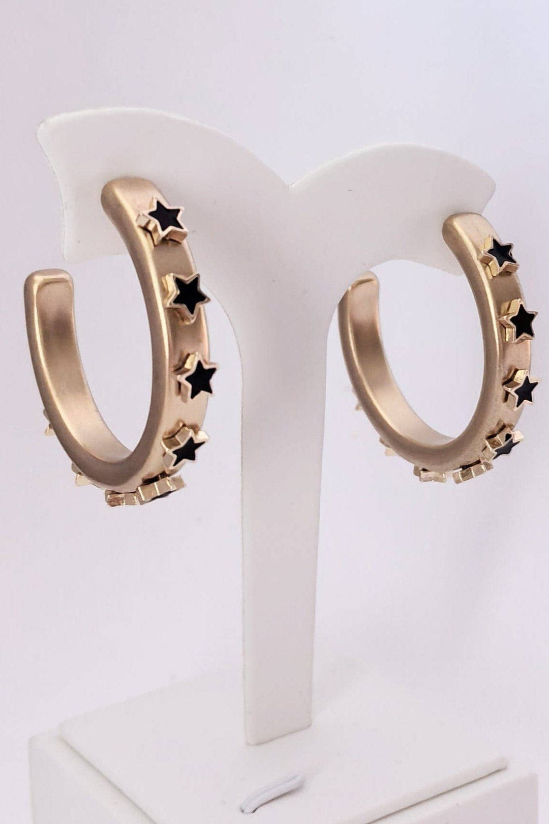 Accessories, Earrings - JE23129 Gameday Hoop Earring with Star - - Cultured Cloths Apparel