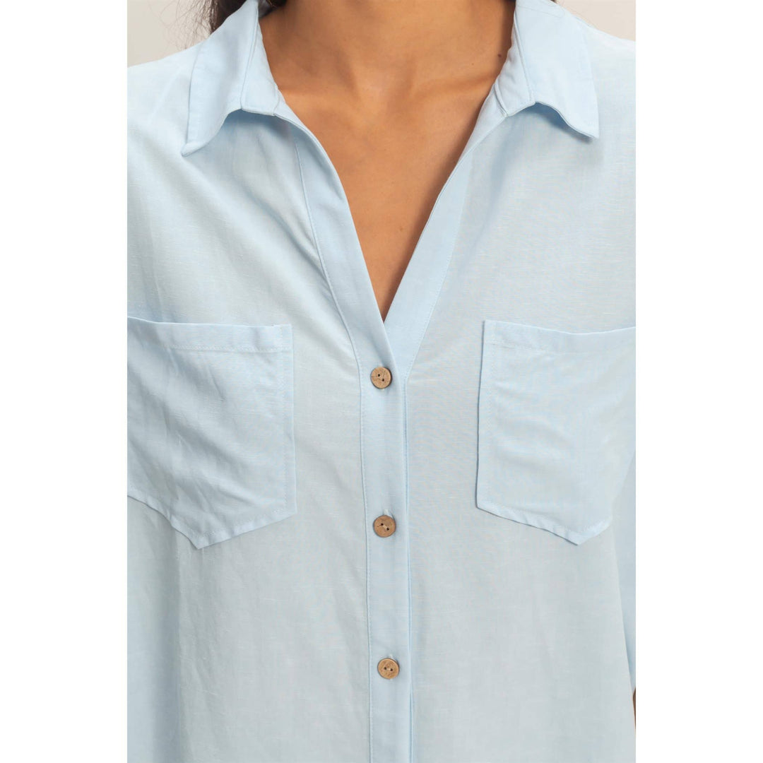 Button-Up Collared Short Sleeve Shirt