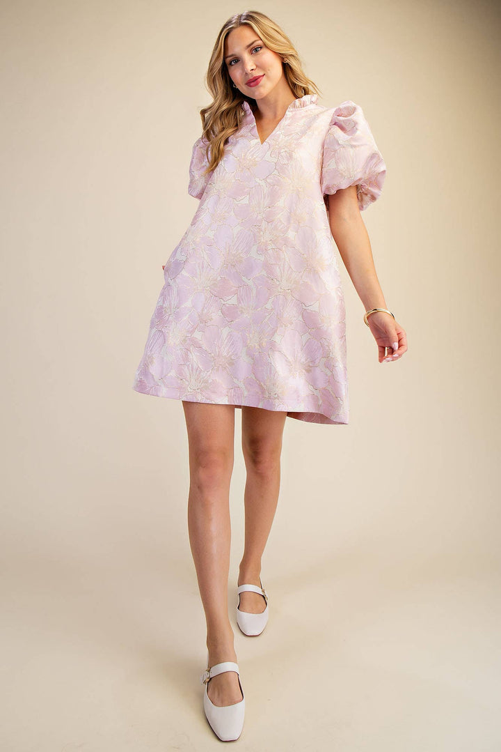 Dresses - Ruffle V-Neck Puff Sleeve Mini Dress - Spring / Summer - - Cultured Cloths Apparel