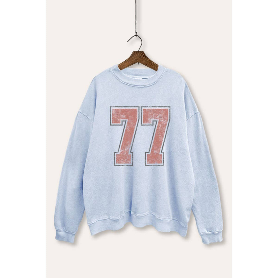 Number 77 Graphic Mineral Wash Sweatshirt