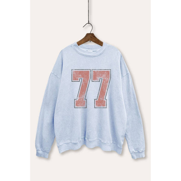 Number 77 Graphic Mineral Wash Sweatshirt