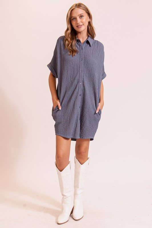 Dresses - Boho Gal Textured T Shirt Dress - - Cultured Cloths Apparel