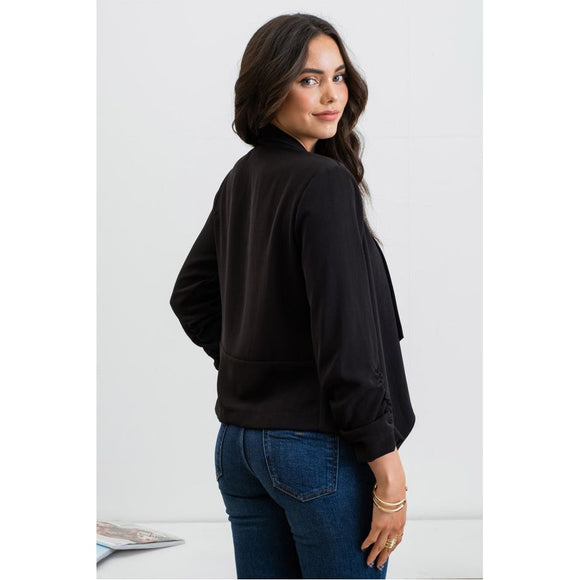 Outerwear - 3/4 Sleeve Ruched Blazer -  - Cultured Cloths Apparel