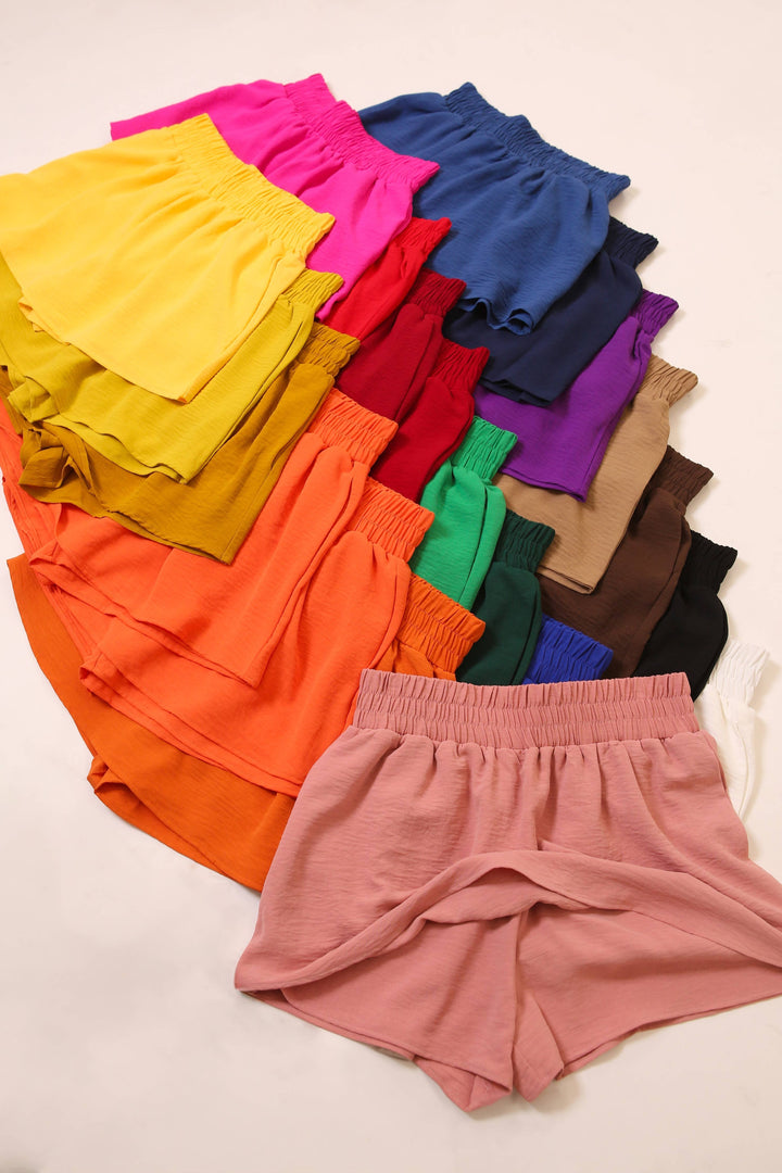 Shorts - Smocked High Waisted Airflow Skort - - Cultured Cloths Apparel