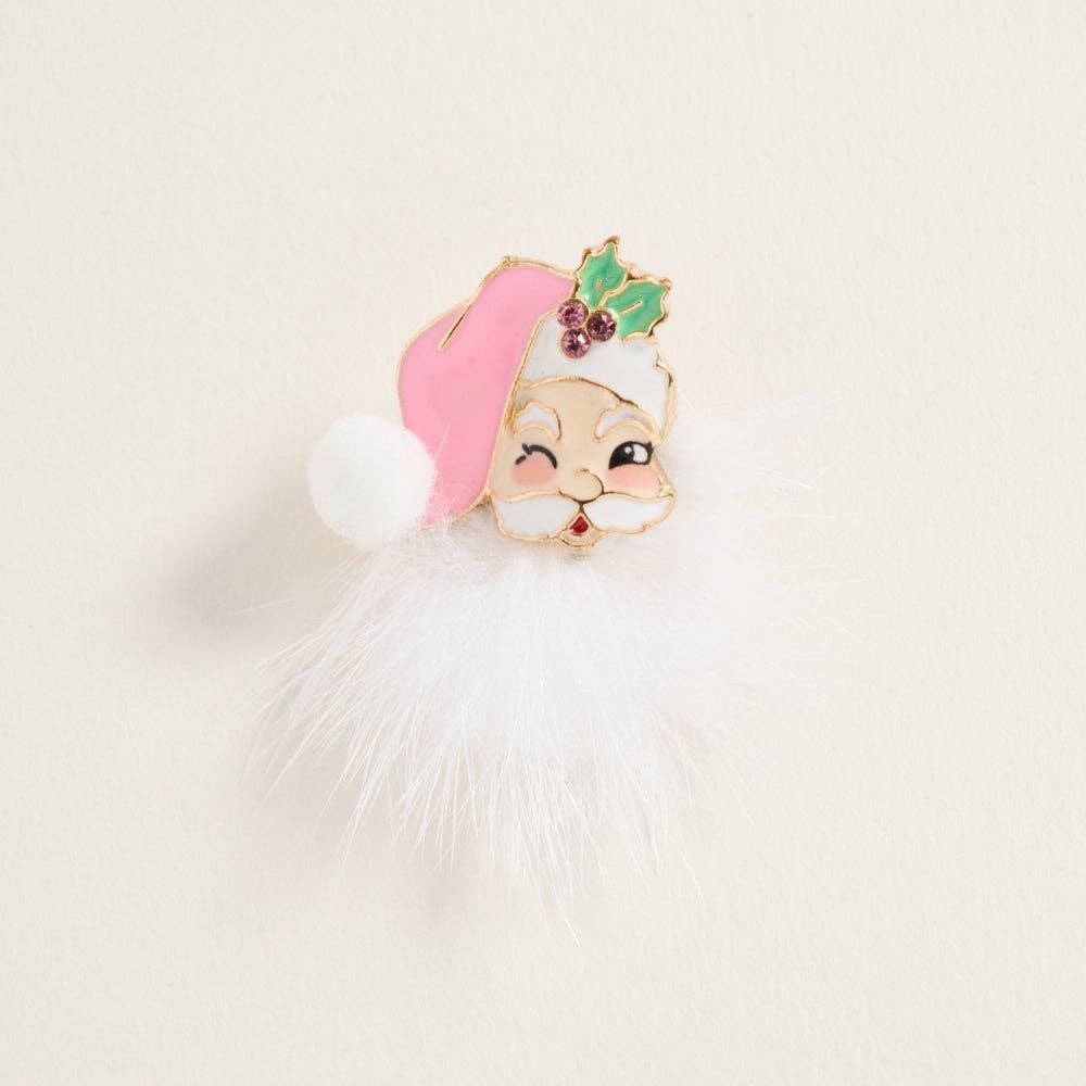 Accessories, Earrings - Santa Claus Face with Fur Beard Post Earrings - - Cultured Cloths Apparel