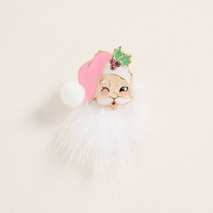 Accessories, Earrings - Santa Claus Face with Fur Beard Post Earrings - - Cultured Cloths Apparel