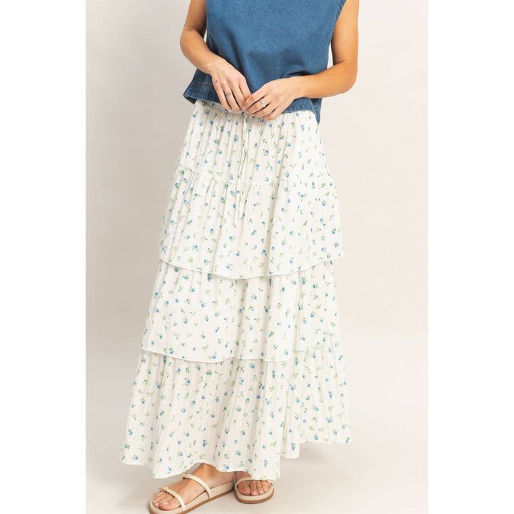Tiered Floral Print Skirt
