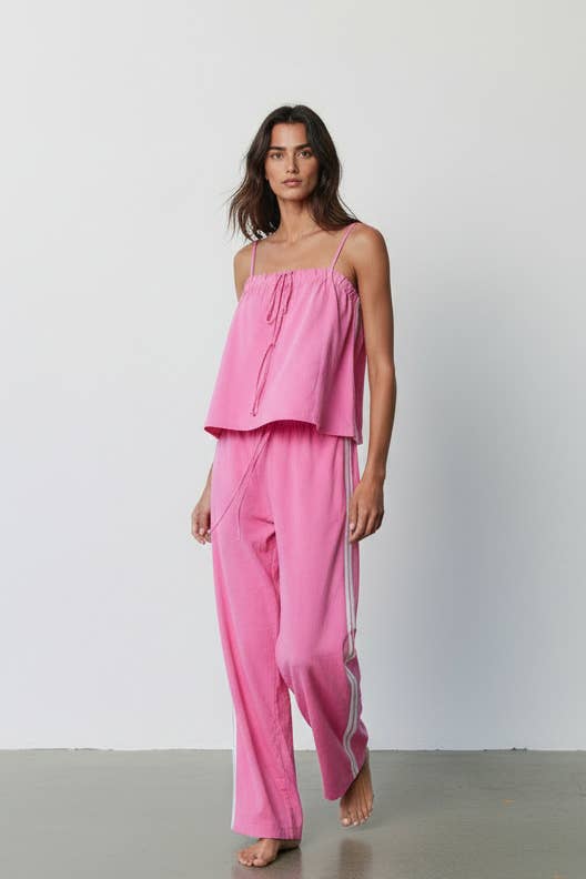 Solid Cotton Camisole & Wide-Leg Pant Set