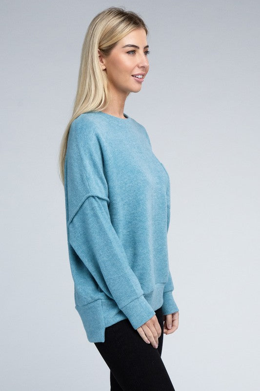  - Brushed Melange Drop Shoulder Oversized Sweater -  - Cultured Cloths Apparel