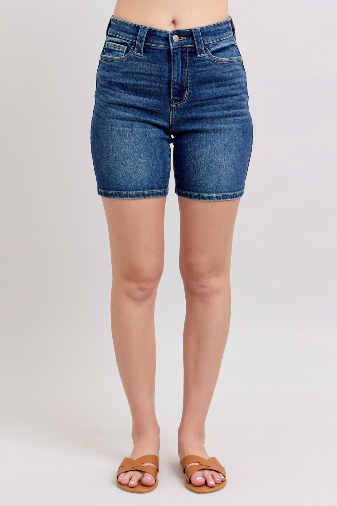Women's Shorts - Judy Blue Full Size High Waist Bermudas Jeans W/ Back Flap Pockets - DK - Cultured Cloths Apparel