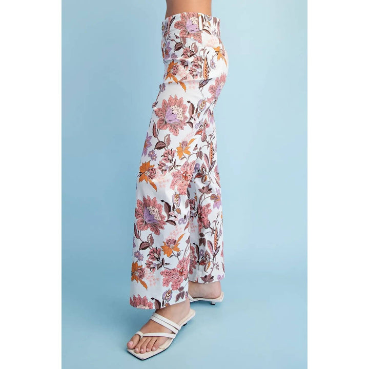 Pants - Floral Ankle Cropped Pants - - Cultured Cloths Apparel